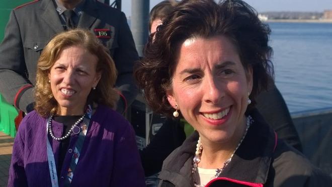 Senator Teresa Paiva Weed and Governor Gina Raimondo on the state pier that SSV Oliver Hazard Perry will call home - Rhode Island’s Official Sailing Education Vessel © Media Pro International / OHPRI